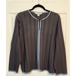 Ming Wang Women’s 100% Acrylic Gray Full Zip‎ Cardigan Sweater Jacket Size XL